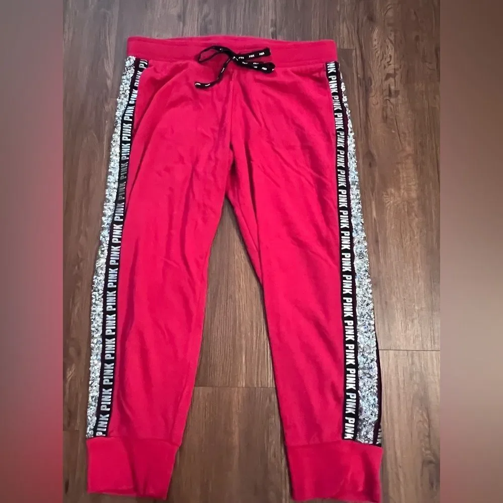 PINK VS RED BLING HOODIE / JOGGERS OUTFIT SET XL